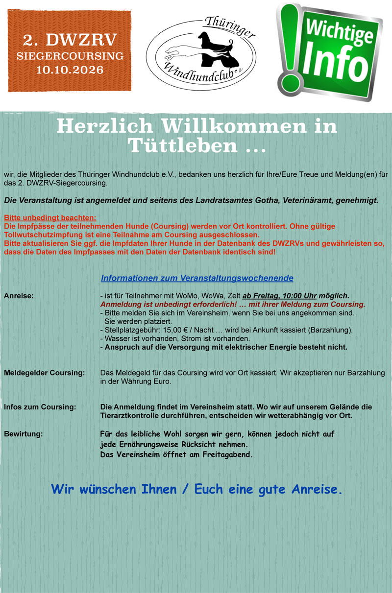 Thüringer Windhundclub, Tüttleben bei Gotha